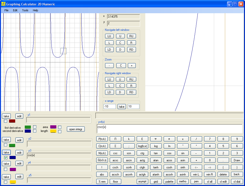 y=csc(x)