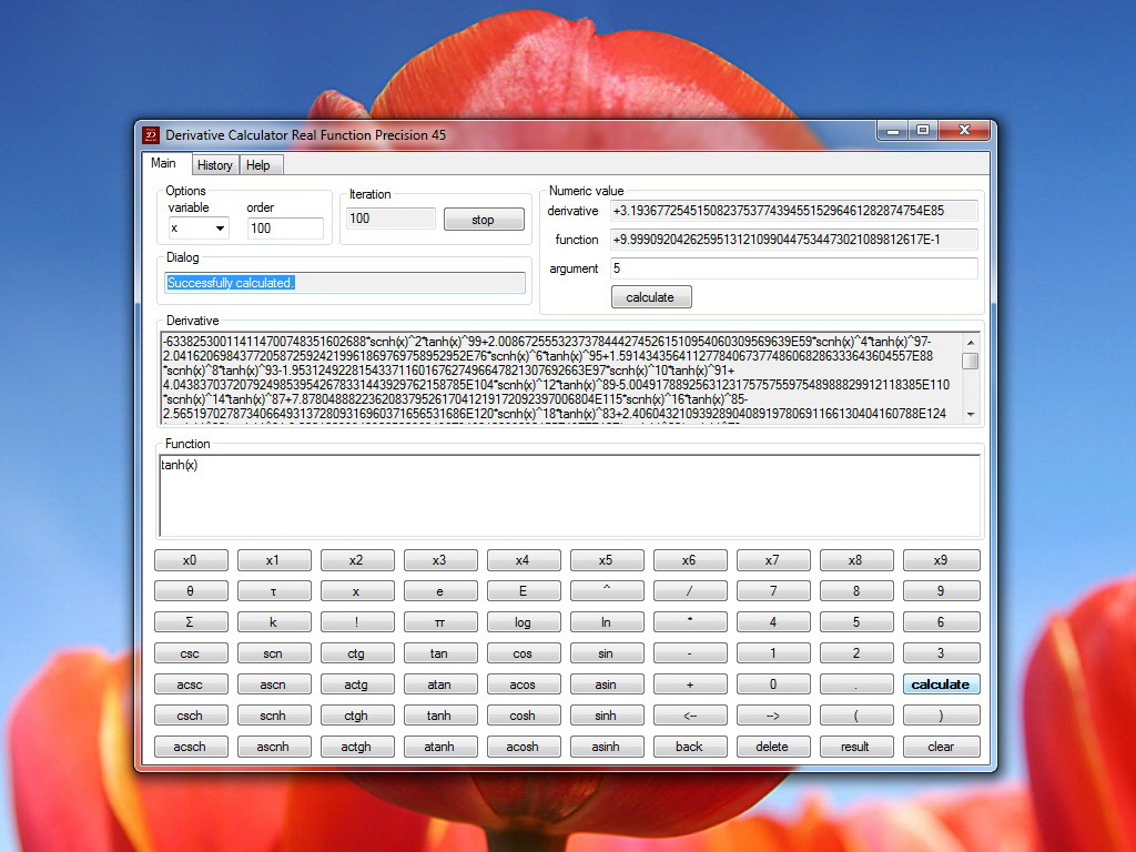 Derivative Calculator Real 45 in Windows 7