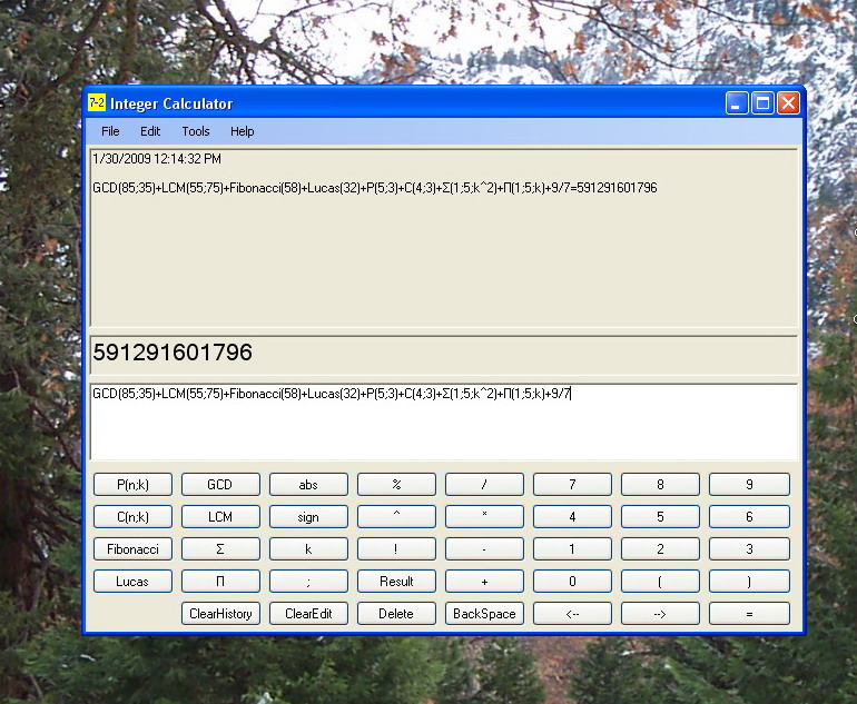 Integer Calculator screenshot