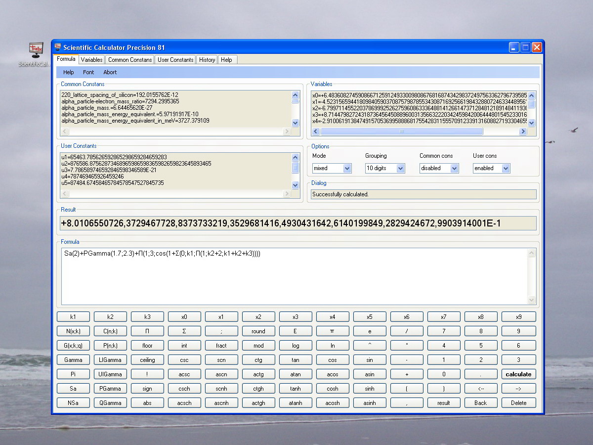 Scientific Calculator Precision 81 screenshot in XP