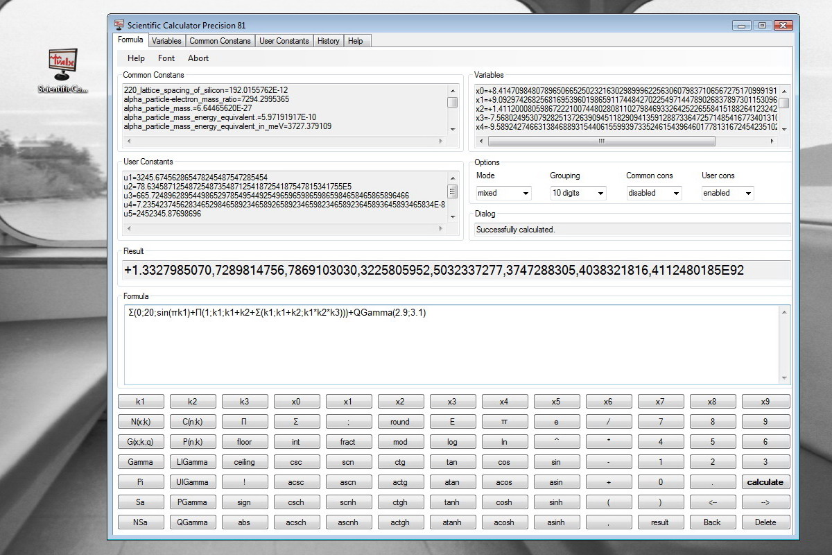 Scientific Calculator Precision 81 screenshot in Vista